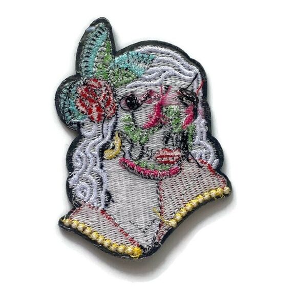 Sugar Skull Girl Small Embroidered Patch - Picture 4 of 4